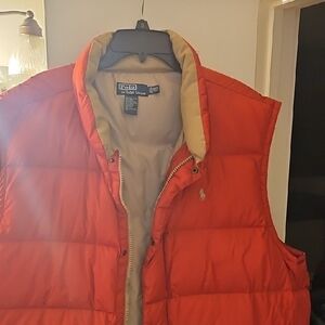 Polo by Ralph Lauren Red and Cream Quilted Vest